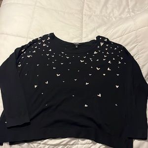 Valentines Heart Black and White Fade Light Sweater Scoop Neck